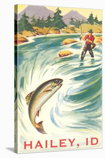 Travel Poster Hailey, Trout Fishing-null-Stretched Canvas