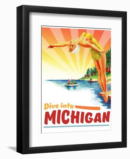 Travel Poster - Michigan-The Saturday Evening Post-Framed Giclee Print