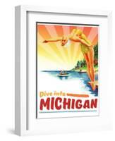 Travel Poster - Michigan-The Saturday Evening Post-Framed Giclee Print