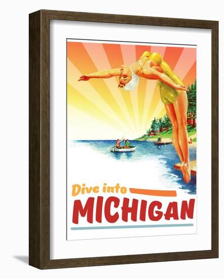 Travel Poster - Michigan-The Saturday Evening Post-Framed Giclee Print