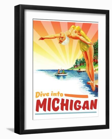 Travel Poster - Michigan-The Saturday Evening Post-Framed Giclee Print