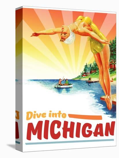 Travel Poster - Michigan-The Saturday Evening Post-Stretched Canvas