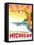 Travel Poster - Michigan-The Saturday Evening Post-Framed Stretched Canvas