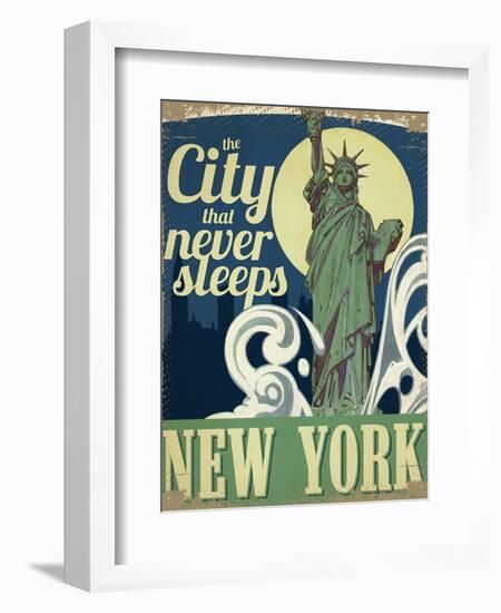 Travel Poster - New York-The Saturday Evening Post-Framed Giclee Print