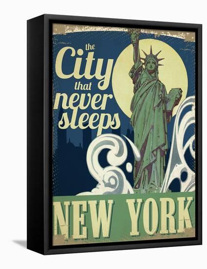 Travel Poster - New York-The Saturday Evening Post-Framed Stretched Canvas