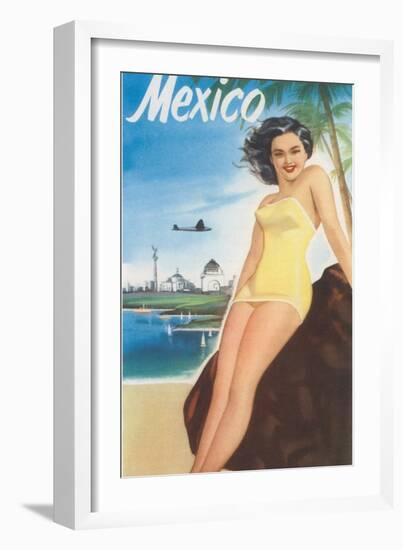 Travel Poster of Mexican Beach-null-Framed Art Print