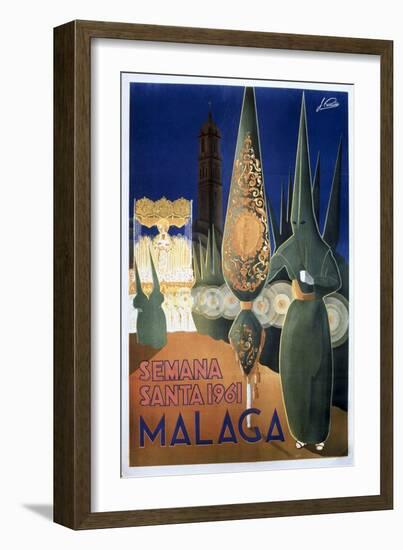 Travel Poster of the Holy Week in Malaga (1961)-null-Framed Art Print