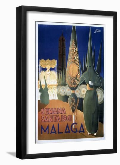 Travel Poster of the Holy Week in Malaga (1961)-null-Framed Art Print