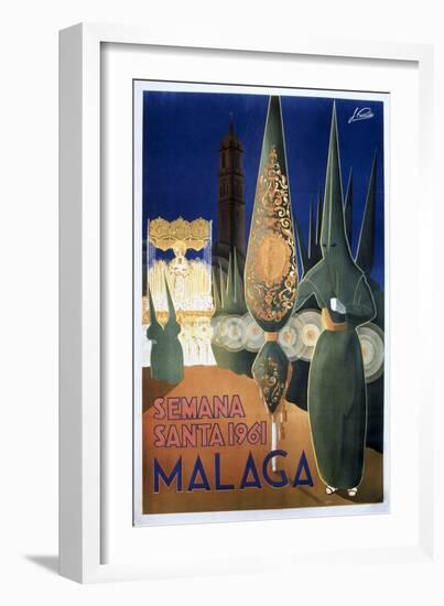 Travel Poster of the Holy Week in Malaga (1961)-null-Framed Art Print