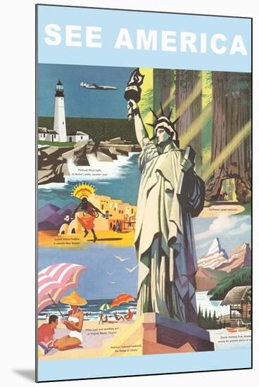 Travel Poster, See America-null-Mounted Art Print