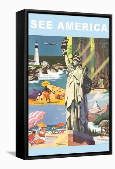 Travel Poster, See America-null-Framed Stretched Canvas