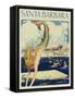 Travel Poster with Mermaid-null-Framed Stretched Canvas