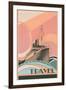 Travel Poster with Ocean Liner-null-Framed Art Print