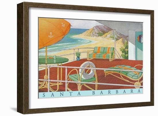 Travel Poster with Patio-null-Framed Art Print