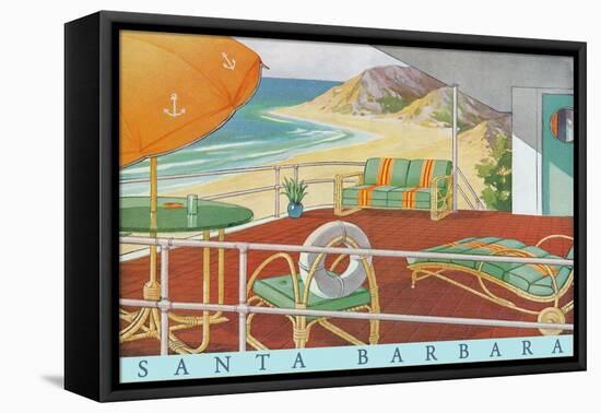 Travel Poster with Patio-null-Framed Stretched Canvas