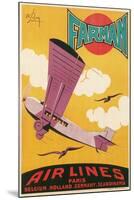 Travel Poster with Purple Airplane-null-Mounted Art Print