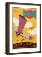 Travel Poster with Purple Airplane-null-Framed Art Print