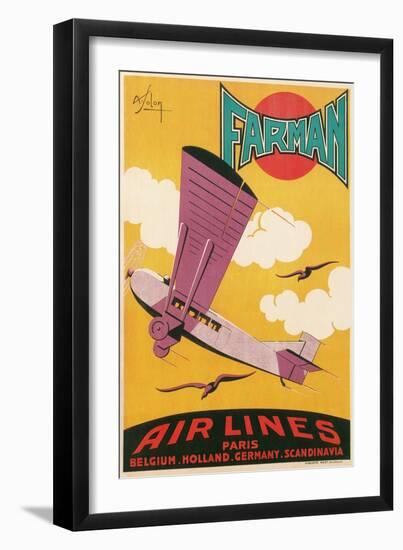 Travel Poster with Purple Airplane-null-Framed Art Print