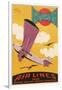 Travel Poster with Purple Airplane-null-Framed Art Print