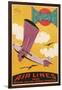 Travel Poster with Purple Airplane-null-Framed Art Print