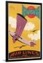 Travel Poster with Purple Airplane-null-Framed Art Print