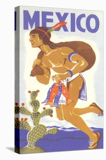 Travel Poster with Tarahumara Indian Running-null-Stretched Canvas