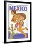 Travel Poster with Tarahumara Indian Running-null-Framed Art Print