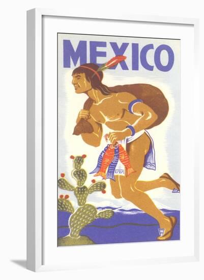 Travel Poster with Tarahumara Indian Running-null-Framed Art Print