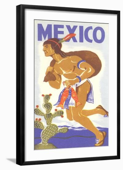 Travel Poster with Tarahumara Indian Running-null-Framed Art Print