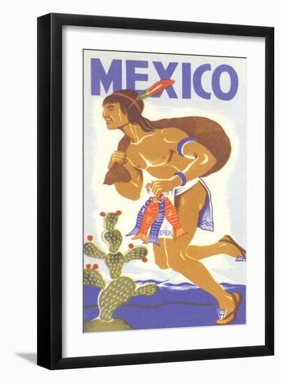 Travel Poster with Tarahumara Indian Running-null-Framed Art Print