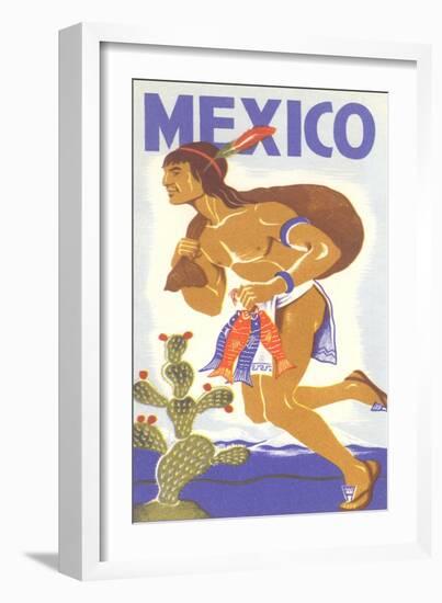 Travel Poster with Tarahumara Indian Running-null-Framed Art Print