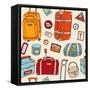 Travel Seamless Background. Suitcases And Bags-Katyau-Framed Stretched Canvas