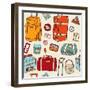 Travel Seamless Background. Suitcases And Bags-Katyau-Framed Art Print