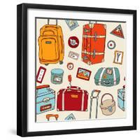 Travel Seamless Background. Suitcases And Bags-Katyau-Framed Art Print