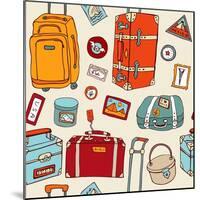 Travel Seamless Background. Suitcases And Bags-Katyau-Mounted Art Print