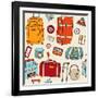 Travel Seamless Background. Suitcases And Bags-Katyau-Framed Art Print