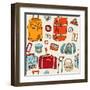 Travel Seamless Background. Suitcases And Bags-Katyau-Framed Art Print