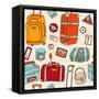 Travel Seamless Background. Suitcases And Bags-Katyau-Framed Stretched Canvas