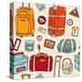 Travel Seamless Background. Suitcases And Bags-Katyau-Stretched Canvas