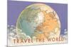 Travel the World, Globe with Routes-null-Mounted Art Print