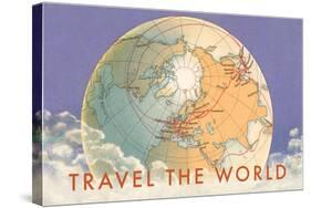Travel the World, Globe with Routes-null-Stretched Canvas