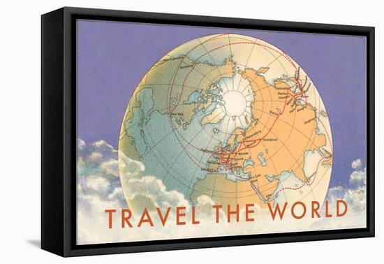 Travel the World, Globe with Routes-null-Framed Stretched Canvas