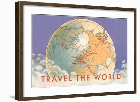 Travel the World, Globe with Routes-null-Framed Art Print