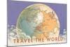 Travel the World, Globe with Routes-null-Mounted Art Print