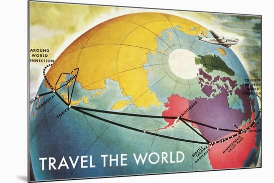 Travel the World, Routes to Asia-null-Mounted Art Print