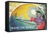 Travel the World, Routes to Asia-null-Framed Stretched Canvas