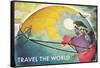 Travel the World, Routes to Asia-null-Framed Stretched Canvas