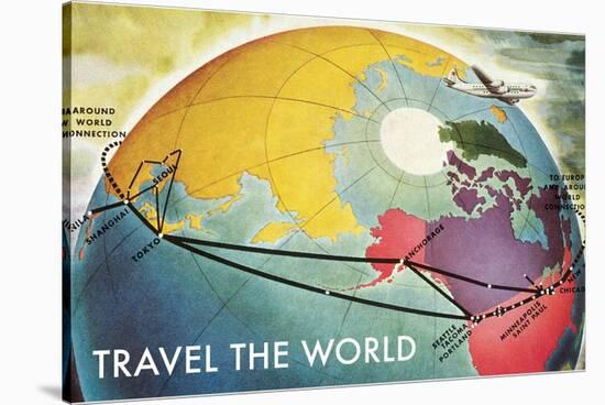 Travel the World, Routes to Asia-null-Stretched Canvas