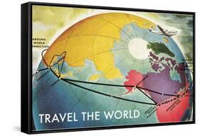 Travel the World, Routes to Asia-null-Framed Stretched Canvas