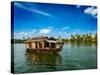 Travel Tourism Kerala Background - Houseboat on Kerala Backwaters. Kerala, India-f9photos-Stretched Canvas